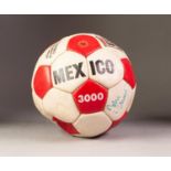 A MEXICO STITCHED RED AND WHITE LEATHER FOOTBALL signed by ten members Liverpool FC varying colour