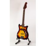 UNBRANDED SIX STRING ELECTRIC GUITAR, modified, in sunburst colourway with ?jewelled border, three