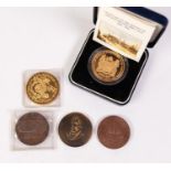 TWO IDENTICAL LATE 19th CENTURY COPPER MEDALLIONS TO COMMEMORATE HORATIO NELSON'S FLAGSHIP