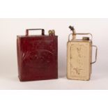 ESSO EMBOSSED VINTAGE RED PETROL CAN the top embossed 3/- (shillings) and with Pratts screw top