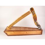 HOME MADE CARVED AND PAINTED PINE TWENTY FOUR STRING FOLK CELTIC HARP, inscribed: ?PETER PIDDOCK