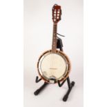 EIGHT STRING MANDOLIN BANJO? 24? (61cm) long, in a matched brown ?antique? hard case