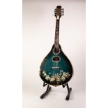 PROBABLY ANTONIOTSAI MODERN EIGHT STRING FLAT BACK MANDOLIN, the pear shaped case with mother of