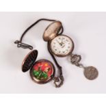 GILLEX MODERN HUNTER POCKET WATCH, the plated metal case with embossed scene to the front of