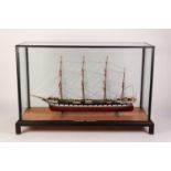 WELL MADE PAINTED WOOD MODEL OF TALL SHIP ARCHIBALD RUSSELL modelled by H Spencer 1948 approximately