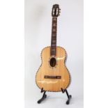 ANTONIOTSAI WORKSHOP SIX STRING ACOUSTIC GUITAR, outlined and scroll inlaid in mother of pearl, in a
