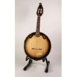 ANTONIOTSAI MODERN EIGHT STRING FLAT BACK MANDOLIN, the circular case with mother of pearl inlay,