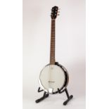 WESLEY SIX STRING BANJO, 38 ¼? (97.2cm), in black hard case