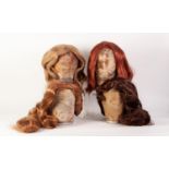 EIGHTEEN LONG LIGHT BROWN TO GINGER AND AUBURN SYNTHETIC WIGS, individually bagged, contents of