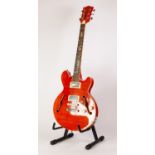 ANTONIOTSAI WORKSHOP SIX STRING ELECTRIC GUITAR, in orange tinted maple, outlined in white, with