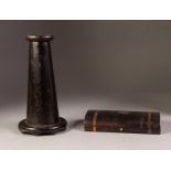 *LATE 19th CENTURY TURNED AND BLACK PAINTED SOFTWOOD CRUDE KALEIDOSCOPE of tapered form with
