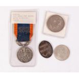 ROMANIAN SILVER MEDAL, BALKAN WARS, 1913 with laurel suspender and ribbon (VF) together with