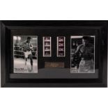 MUHAMMAD ALI LIMITED EDITION FILM CELL MONTAGE, (205/1000), containing two reproduction black and