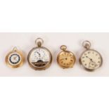 JOVIS, SWISS 8 DAY LEVEL PLATEAU METAL CASED KEYLESS OPEN FACED POCKET WATCH with white arabic dial,