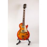 KEIPER, SIX STRING ELECTRIC GUITAR, in sunburst colourway, outlined in black and white, with