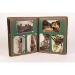 EARLY 20th CENTURY POSTCARD ALBUM CONTAINING AROUND 290 mainly black and white photo images relating