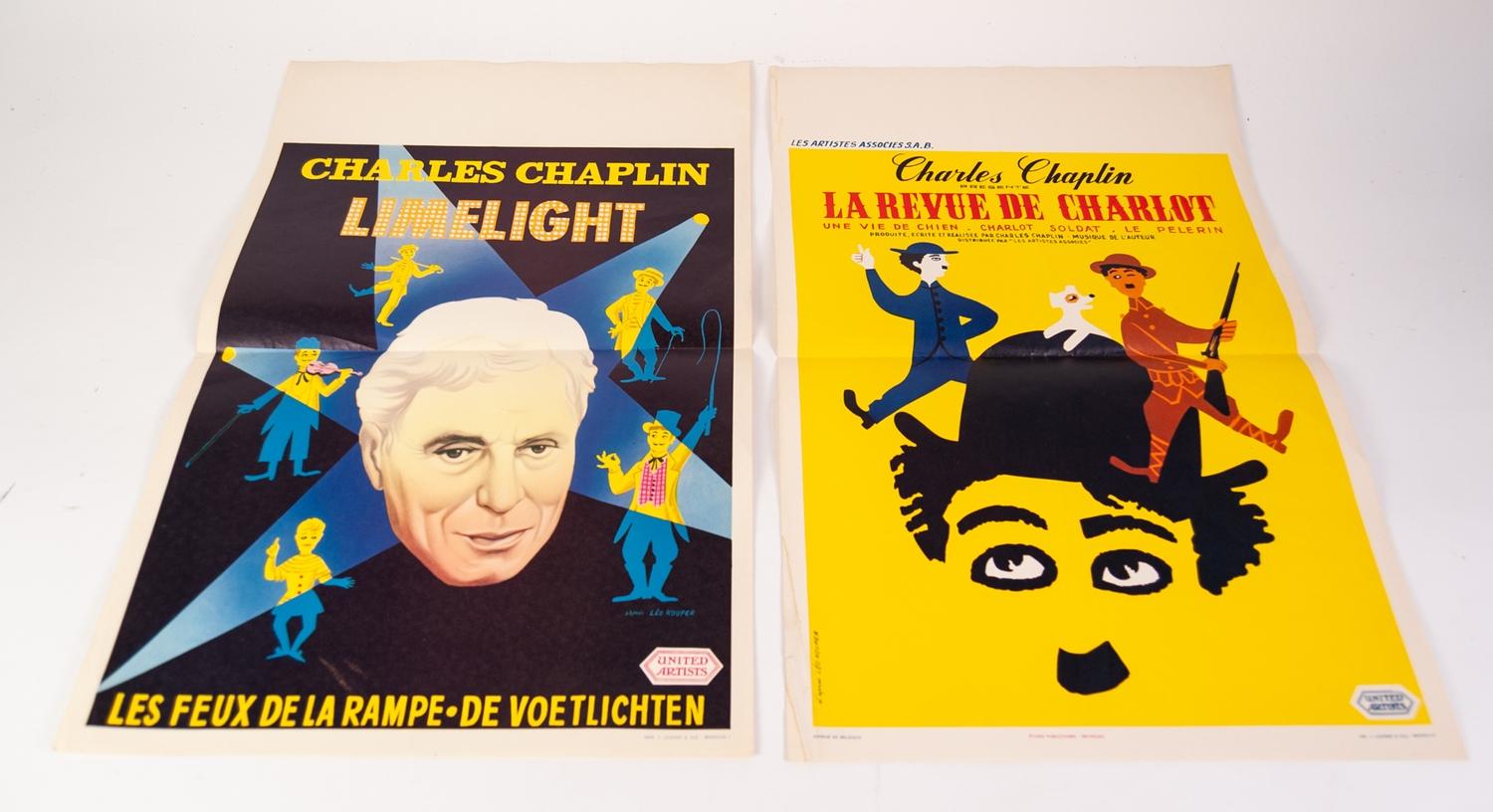 CHARLIE CHAPLIN, TWO 1970?s REPRODUCTION BELGIAN FILM POSTERS, ?LIMELIGHT? and ?THE REVIEW OF