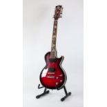 UNBRANDED TWELVE STRING ELECTRIC GUITAR, in fading red colourway with nickel and black hardware,