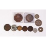 SELECTION OF MAINLY MIDDLE EASTERN COINS, includes two silver pieces bearing Toughra monogram - one,