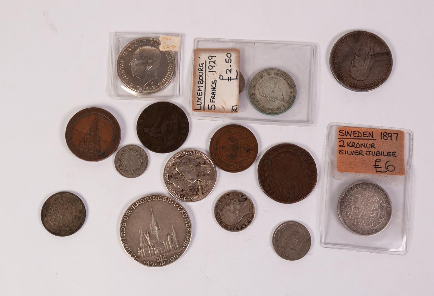 SELECTION OF EUROPEAN SILVER AND OTHER COINAGE AND MEDALLIONS, including silver medallion, wedding