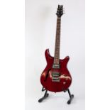 SIX STRING ELECTRIC GUITAR, in red colourway with nickel hardware, pick-up selector switch and two