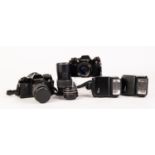 TWO CONTAX SLR ROLL FILM CAMERAS, comprising: 137 MD QUARTZ, serial no: 017206, with PLANAR 50mm,