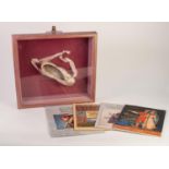 AUTOGRAPHED BOLSHOI BALLET SHOE, in glass topped wooden display case, an AUTOGRAPHED OFFICIAL