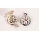 'ENDURA' BRIGHT METAL OPEN FACED POCKET WATCH with keyless movement, the dial inscribed 'Swing