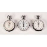 PRECISTA CHROME CASED SWISS STOP WATCH and TWO VERY SIMILAR SMITHS STOP WATCHES (one not working) (