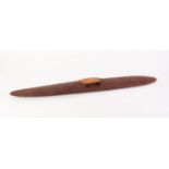 ABORIGINAL 'WUNDA' SHEILD OF ELIPTICAL FORM with handle/grip carved in, 32 1/2" (82.5cm)