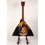 BALALAIKA, the body hand painted with a romantic couple outside a palace, signed