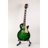 KEIPER, SIX STRING ELECTRIC GUITAR, in green colourway, outlined in black and white, with nickel