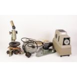 REICHERT MICROSCOPE, 266493, with separate ?BACTLITE?, together with a VOLTMETER, and a HALINA 150