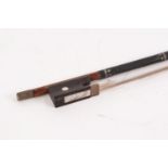 MODERN CELLO BOW, with silver coloured fittings and wire bound stick