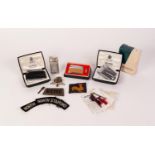 RONSON VARAFLAME BUTANE CIGARETTE LIGHTER in fitted case and outer card box; ANOTHER WITH LEATHER