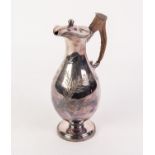 LATE VICTORIAN ELECTROPLATED PRESENTATION EWER, of ovoid form with buck horn handle, inscribed: