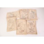 SET OF SIX SMALL 19th CENTURY PRINTED AND HAND COLOURED MAPS REALTING TO PENINSULAR WAR 1811-13,