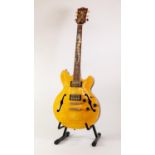 ANTONIOTSAI WORKSHOP SIX STRING ELECTRIC GUITAR, in gold tinted maple, outlined in white, with