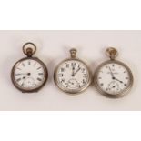 THOMAS RUSSELL & SON, LIVERPOOL, SILVER PLATED OPEN FACED POCKET WATCH with Swiss keyless