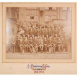 1909 I FRANKENBERG WATERPROOFING DEPT. large staff group photo. Hand illuminated retirement