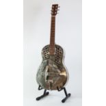 UNBRANDED SIX STRING TRICONE RESONATOR GUITAR, with nickel plated body