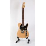VINTAGE, SIX STRING ELECTRIC GUITAR, in blonde wood with chrome hardware, pick-up selector switch