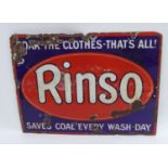 ENAMEL ADVERTISING SIGN ?RINSO? 46 x 61cm (18? x 24?)