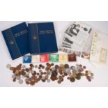 QUANTITY OF MAINLY MID 20th CENTURY GB AND WORLD COINS some items in blue coin books together with a