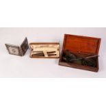 PAIR 19th CENTURY STEEL AND BRASS PORTABLE BEAM SCALES in stained wood fitted box, a MODERN BOXED