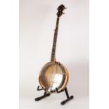 PALMER FIVE STRING BANJO, model no: PBJ-53, with gilt printed eagle to the back and mother of