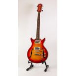 BELL, SIX STRING ELECTRIC GUITAR, in sunburst colourway, outlined in black and white, with nickel