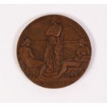 AUSTRIAN BRONZE COMMEMORATIVE MEDALLION, Commencement of War 1914, 'Debarque a Ostende, 2 et 3