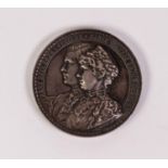 AUSTRIA, FRANZ JOSEPH SILVER MEDALLION 1890, by A. Scharff, to commemorate Marie Valerie wedding,