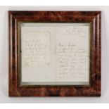 WILLIAM HENRY HUNT 1790-1864 watercolour painter signed hand written letter to Friend Sherlock (